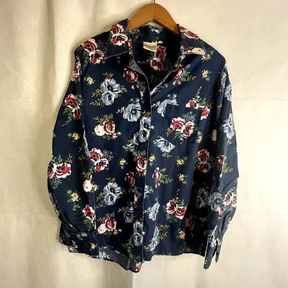 Bedford Fair Floral Button Down Long Sleeve Shirt Size Large - Picture 9 of 9